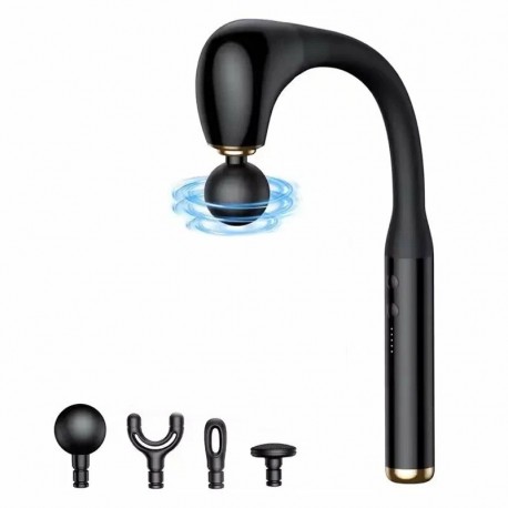 Массажер-пистолет для фасций, многофункциональный с изогнутым крючком, 4 массажные головки  оптом-1