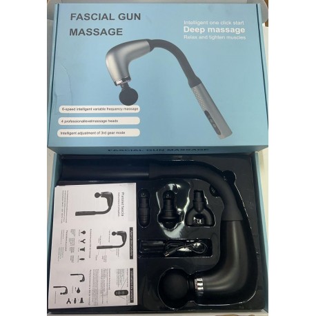 Массажер-пистолет для фасций, многофункциональный с изогнутым крючком, 4 массажные головки  оптом-5