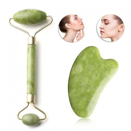 Нефритовый набор: массажный роллер и скребок Гуаша  оптом-3