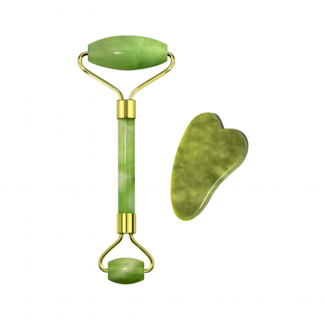 Нефритовый набор: массажный роллер и скребок Гуаша  оптом