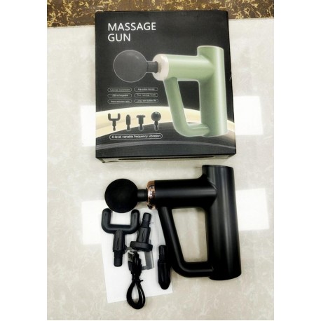 Перкуссионный массажный пистолет MASSAGE GUN с 4 сменными насадками и USB-кабелем оптом-3