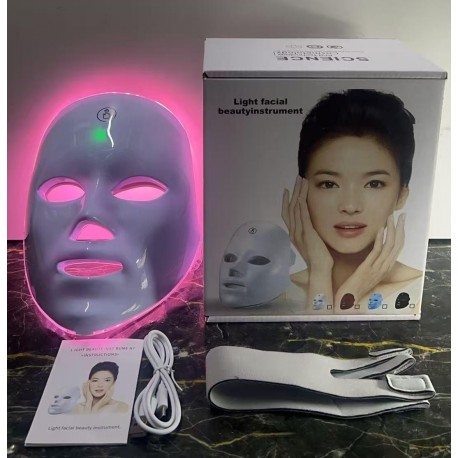 Светодиодная маска для лица 600 мАч омоложение кожи 7 цветов-12
