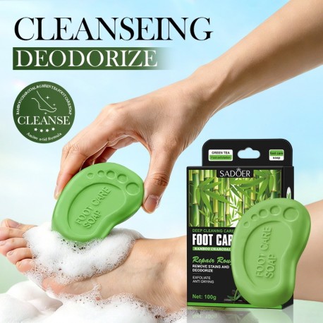 Мыло Sadoer Foot Care Soap для ухода за ногами с бамбуковым углем и зеленым чаем 100 гоптом-3
