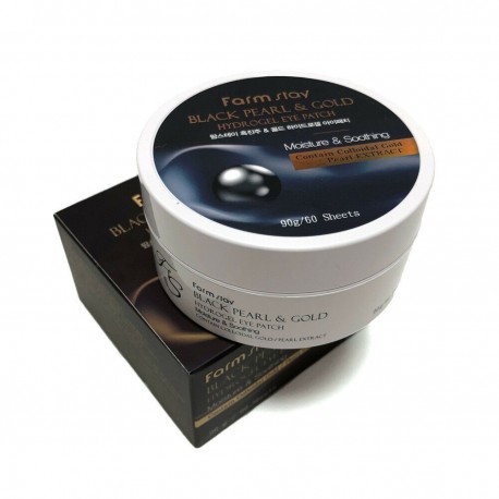Патчи для глаз FarmStay с черным жемчугом и золотом 60 шт  оптом-2