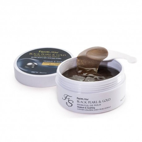 Патчи для глаз FarmStay с черным жемчугом и золотом 60 шт  оптом-5
