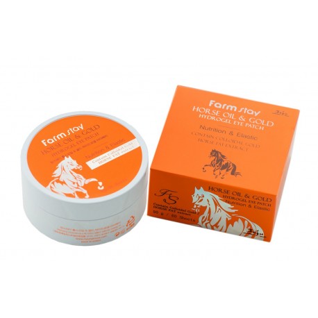 Патчи для глаз FarmStay с золотом и конским жиром 60 шт  оптом-2