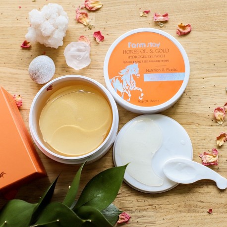 Патчи для глаз FarmStay с золотом и конским жиром 60 шт  оптом-4
