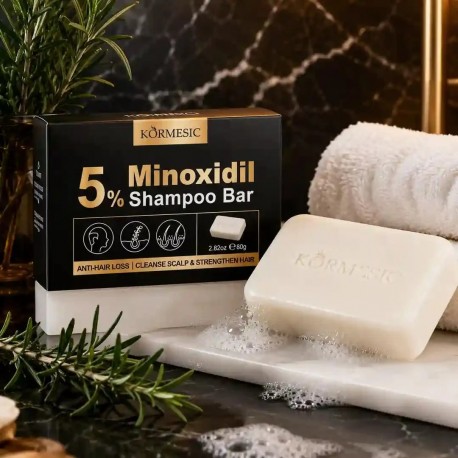 Твердое мыло-шампунь KORMESIC  5% Minoxidil Shampoo Bar против перхоти и выпадения волос 80 г оптом-5