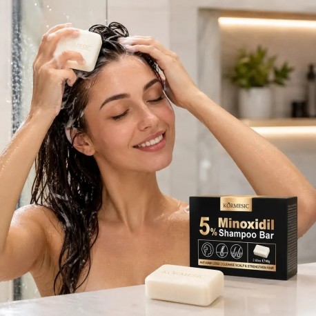 Твердое мыло-шампунь KORMESIC  5% Minoxidil Shampoo Bar против перхоти и выпадения волос 80 г оптом-7