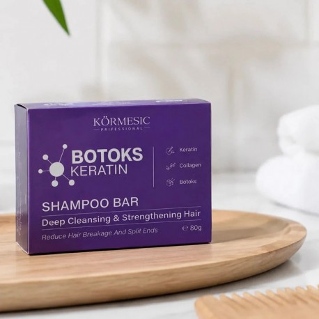 Твердый шампунь-мыло KORMESIC Professional Botox Keratin Shampoo Bar против ломкости волос 80 г оптом-4