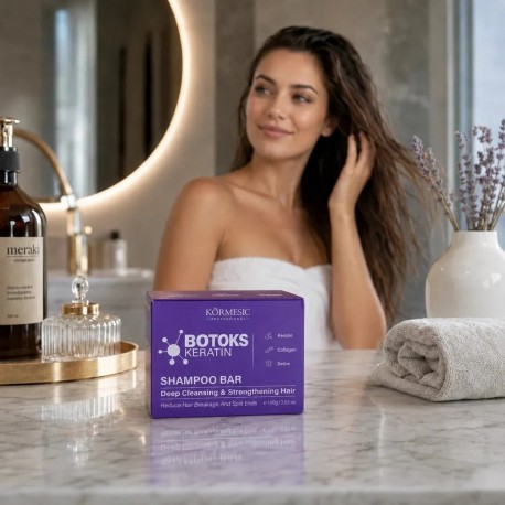 Твердый шампунь-мыло KORMESIC Professional Botox Keratin Shampoo Bar против ломкости волос 80 г оптом-5