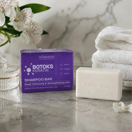 Твердый шампунь-мыло KORMESIC Professional Botox Keratin Shampoo Bar против ломкости волос 80 г оптом-6