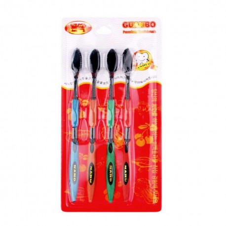 Комплект бамбуковых зубных щеток Guanbo 4 шт  оптом-6