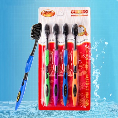 Комплект бамбуковых зубных щеток Guanbo 4 шт  оптом-8