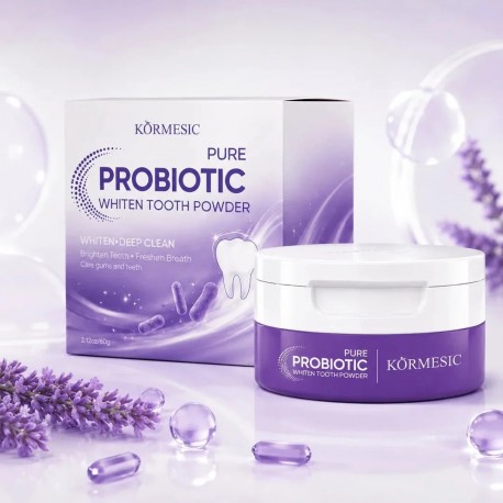 Зубной порошок с пробиотиками KORMESIC Purple Probiotic Whitening Tooth Powder Лаванда 60 г оптом-1