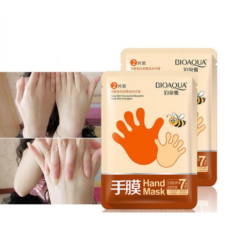 Косметическая маска для рук Bioaqua Hand Mask с медом 2 шт  оптом-4