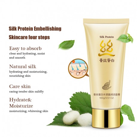 Пенка для умывания с шелком BIOAQUA Silk Protein с протеинами шелка 100 г  оптом-4