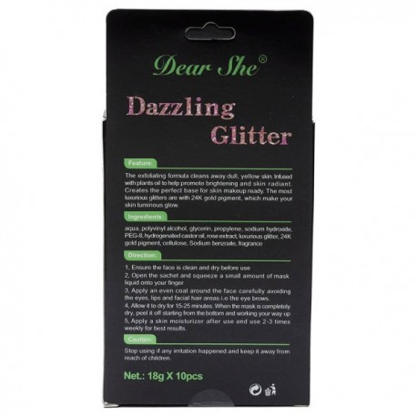 Маска для лица Dear She Peel Off Facial Mask Glitter золото 10 шт  оптом-2