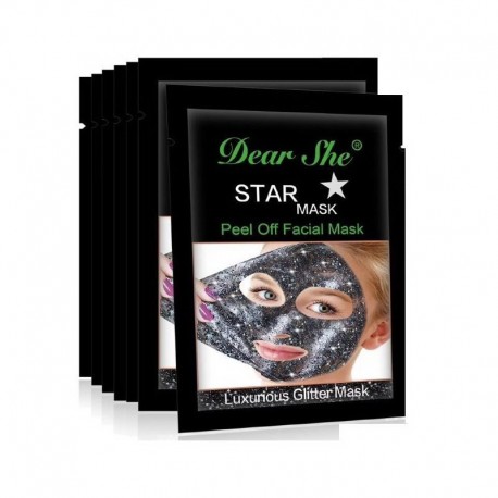 Маска для лица Dear She Star Mask Luxurious Glitter Mask черная 10 шт  оптом-1