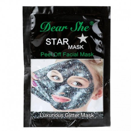 Маска для лица Dear She Star Mask Luxurious Glitter Mask черная 10 шт  оптом-2
