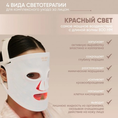 Гибкая силиконовая маска Silcone LED Mask для лица, 7 цветов, против акне  оптом-6