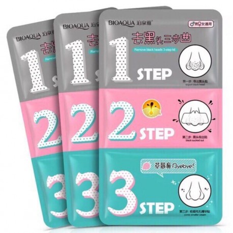 Трехступенчатая система масок Bioaqua Holika Pig Nose Clear Black Head 3-Step от черных точек 3 шт  оптом-1