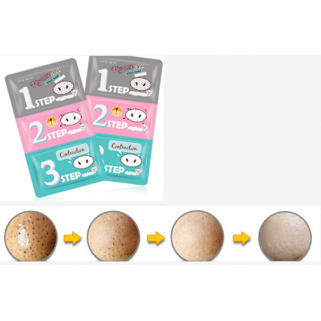 Трехступенчатая система масок Bioaqua Holika Pig Nose Clear Black Head 3-Step от черных точек 3 шт  оптом-2