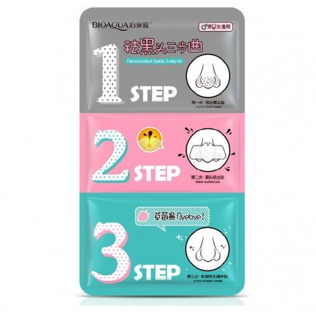 Трехступенчатая система масок Bioaqua Holika Pig Nose Clear Black Head 3-Step от черных точек 3 шт  оптом