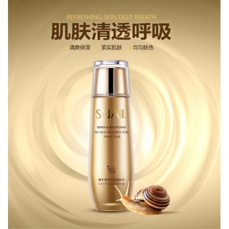 Восстанавливающий тонер для лица Bioaqua Snail Repair Brightening с муцином улитки 130 мл  оптом-3