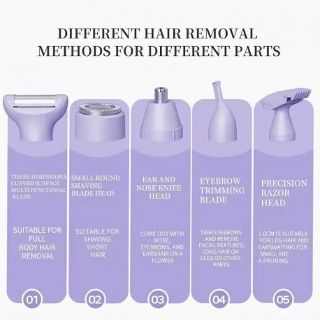 Набор женская машинка 5 в 1 для депиляции, 5 насадок-2