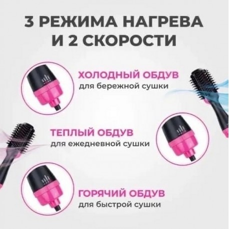 Фен расческа, стайлер для укладки волос 3 в 1  оптом-3