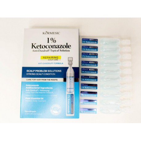 Набор KORMESIC 1% Ketoconazole Anti-Dandruff Topical Solution для ухода за кожей головы 10 ампул оптом-3