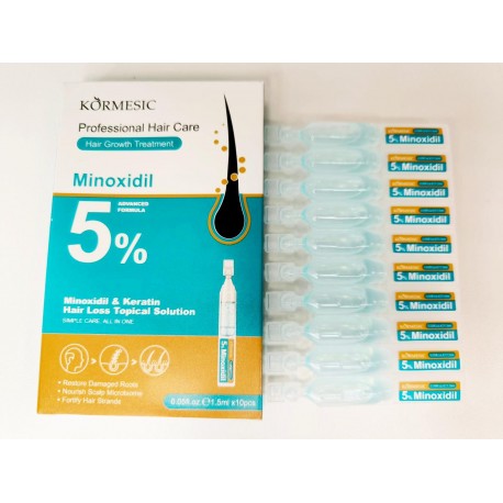 Набор KORMESIC 5% Minoxidil & Keratin Hair Loss Topical Solution против выпадением волос 10 х 1,5 мл оптом-2