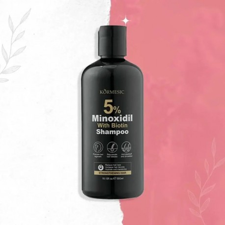 Шампунь для укрепления волос KORMESIC 5% Minoxidil with Biotin Shampoo 300 мл оптом-2