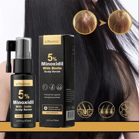 Сыворотка-спрей KORMESIC 5% Minoxidil with Biotin Scalp Serum для роста волос против выпадения 30 мл оптом-2