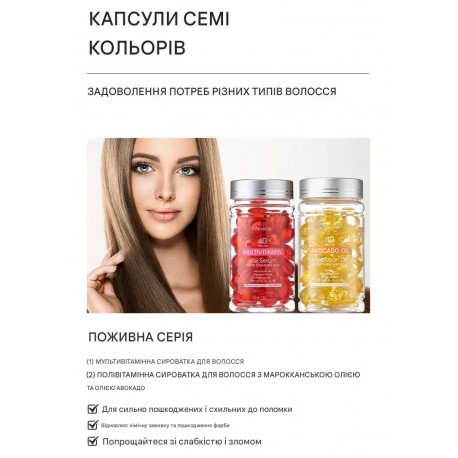 Сыворотка для восстановления волос KORMESIC Multivitamin Hair Serum Avocado Oil 40 капсул оптом-4