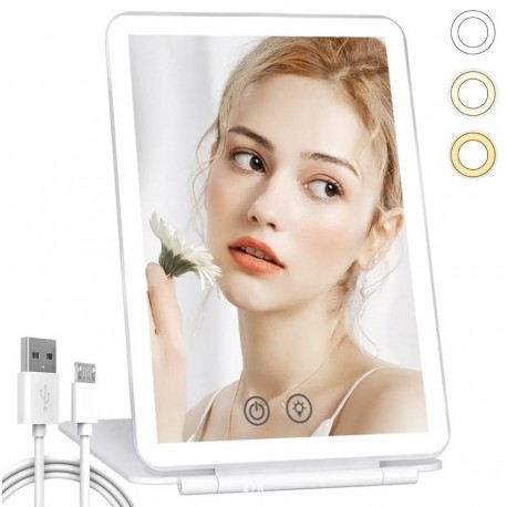 Светодиодное зеркало для макияжа прямоугольное, с сенсорным экраном-1