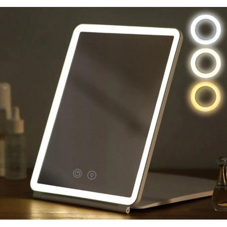 Светодиодное зеркало для макияжа прямоугольное, с сенсорным экраном-4