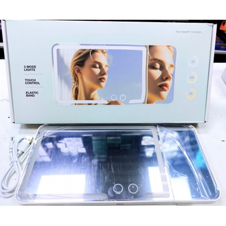 Светодиодное зеркало для макияжа прямоугольное, с сенсорным экраном-3