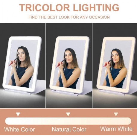 Светодиодное зеркало для макияжа прямоугольное, с сенсорным экраном-5