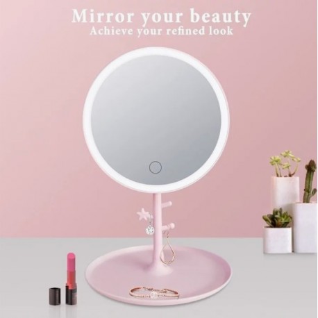 Зеркало круглое для макияжа с LED подсветкой-5