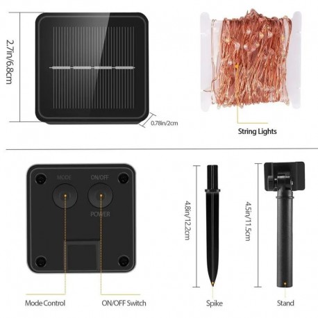 Гирлянда светодиодная 200 ламп для террасы и сада на солнечной батарее, 22 м-2