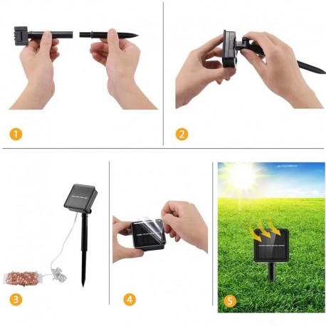 Гирлянда светодиодная 200 ламп для террасы и сада на солнечной батарее, 22 м-3