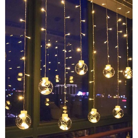 Гирлянда-штора со светодиодными огнями в шарах с пультом  оптом-1