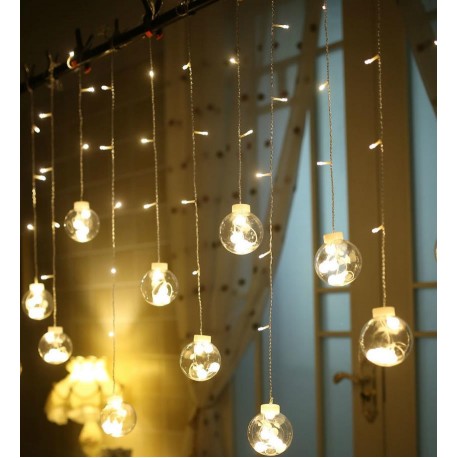 Гирлянда-штора со светодиодными огнями в шарах с пультом  оптом