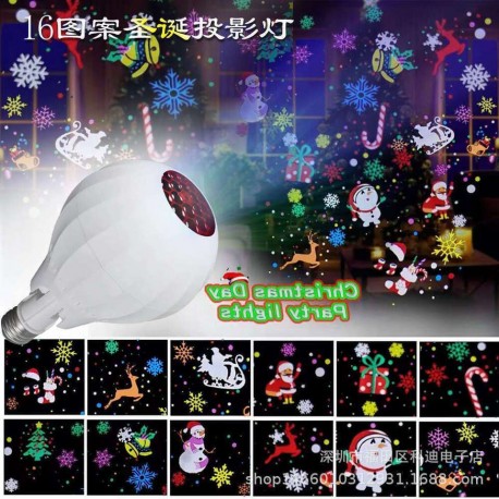  Вращающиеся рождественская лампа Christmas Day Party lights E27 с проекцией для декора -3