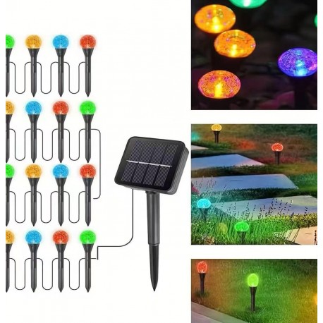 Набор светильников для газона 30 LED ламп, на солнечной батарее, цветные-1