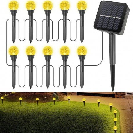 Набор светильников для газона SL-818 10 LED ламп, на солнечной батарее, желтые-2