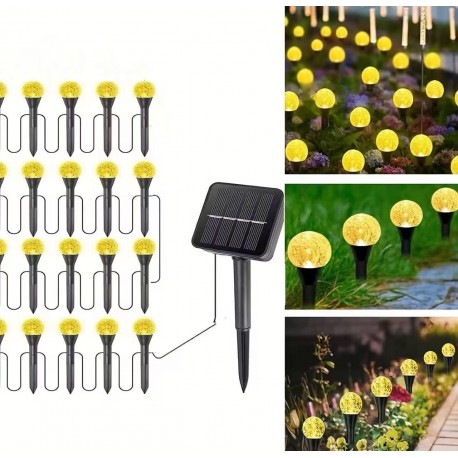 Набор светильников для газона SL-818 10 LED ламп, на солнечной батарее, желтые-1