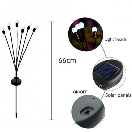 Садовый светильник СВЕЧА 8 лампочек для двора, газона на солнечной батарее 2 шт  оптом-1